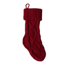 Christmas Decorations Knitted Wool Candy Bag Double-sided Twists 8-character Narrow Version Gift Pendant Stocking, Gifts for Family, Red
