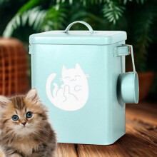 Cat Food Storage Bucket Durable Metal Container for Pet Food Litter Crate - Ideal for Cats and Dogs Pantry Organizer