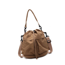 Women's Drawstring Bucket Bag – Nylon Crossbody Handbag