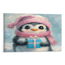 Penguin Gifts Canvas Print 12x18in – Modern Wall Art for Penguin Lovers, Christmas Penguin Design, Living Room Framed Art