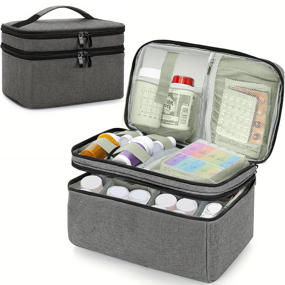 Medication Organizer Bag 11.02x7.09in,Double Layer First Aid Kit Portable for Emergency