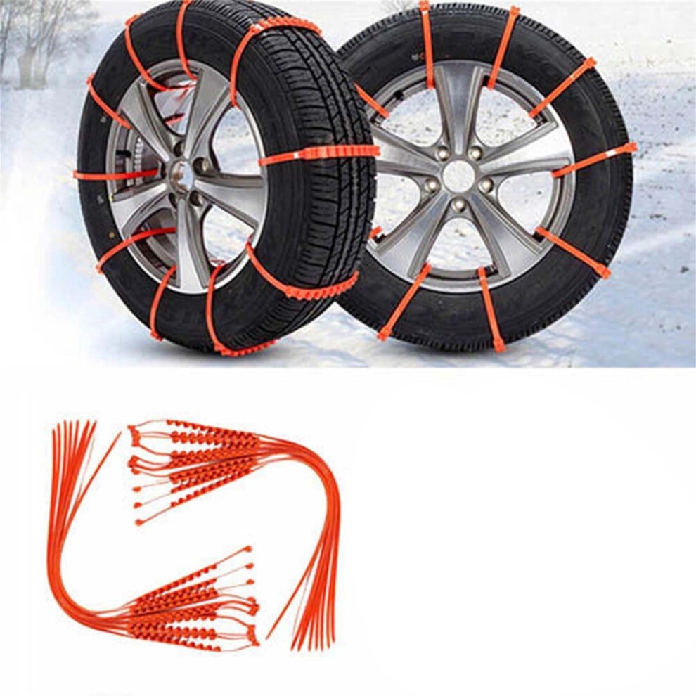 Non-Slip Cable Tire Ties For Snow And Mud-20 Pack Anti-Skid Car Tire Chains For Off-Road Vehicles Clearance,Suvs,All Cars-Tire Width 145-295Mm Orange 9362892429330