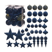 36-Pc Flocked Velvet Christmas Ornaments Set, Shatterproof Baubles (60mm), Compatible with Xmas Tree, Wreath & Garland