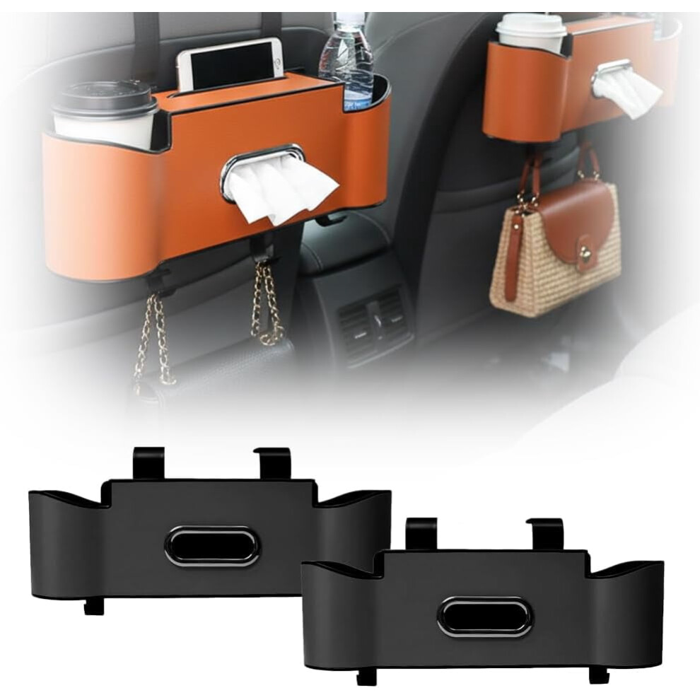3-In-1 Car Backseat Organizer With Cup Holder, Tissue Box & Hooks Â Compatible With Most Vehicles (Black) Black 9097180829058