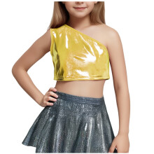 Girls Sequin Crop Top Fashion Party Short Blouse