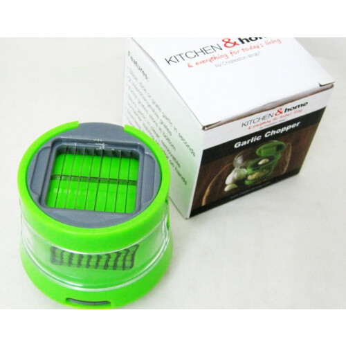 Stainless Steel Multi-Function Garlic Press Manual Mincer with Storage Container Handheld Chopper Crusher Kitchen Tool
