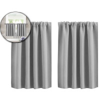 Short Blackout Curtains - Thermal Insulated Curtains for Bathroom/Kitchen/Bedroom(Gray)