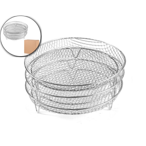 Stainless Steel Three-Layer Drying Rack, Stackable Kitchen Utensil Drainer, Elevated Corners & Clips Food Dehydrator for Efficient Dishes Drying