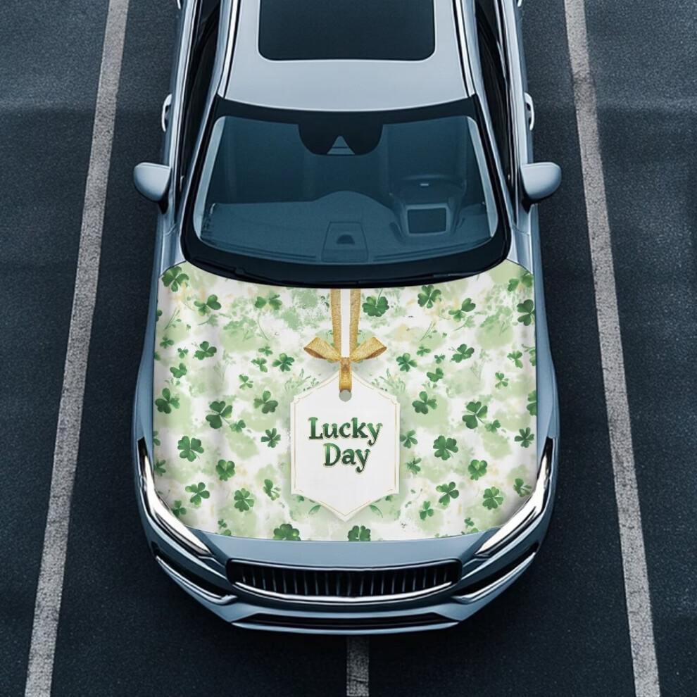 Luck Day Hood Cover Polyester Quick-Dry For Sedans Green 9085618595330