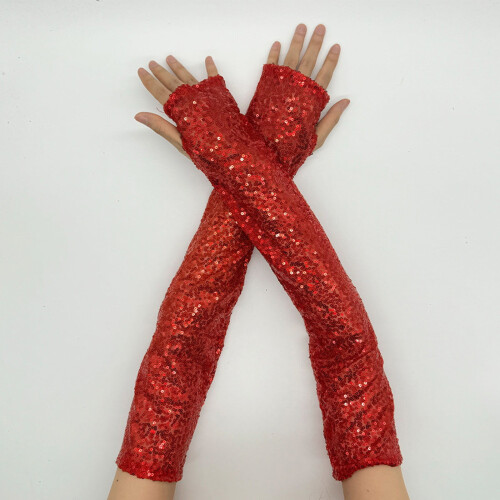 Women's Arm Warmers Long Fingerless Reflective Sequins 1