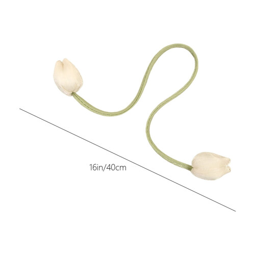 Floral Tulip Curtain Tiebacks Soft Cloth Cord 2