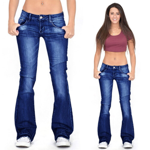 Τζιν παντελόνι καμπάνα Plus Size, με ελαστική μέση και λεπτό τελείωμα, μπλε σκούρο, 2