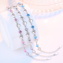 Heart Rhinestone Charm Bracelet Zinc Alloy White