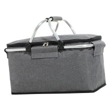 Foldable Grey Picnic Cooler Bag with Insulation & Comfortable Handle