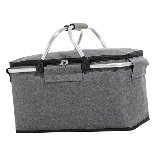 Foldable Grey Picnic Cooler Bag with Insulation & Comfortable Handle