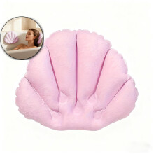 2-Pack Inflatable Seashell Bath Pillows, PVC Spa Headrest Cushions, Suction Cup Bath Supports for Relaxing Home Soaks & Travel Spa Trips