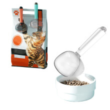 Pet Food Scoop with Clip for Dogs & Cats – Hygienic, Easy-Clean Plastic Scooper for Home/Commercial Use (White)
