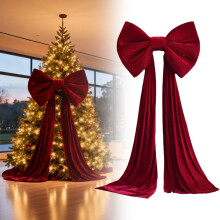 Extra Large 34x150" Velvet Christmas Bows – Tree Topper & Wall Decoration, Compatible with Xmas Trees