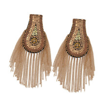 2 Pieces Alloy Tassel Link Chain Epaulets Shoulder Epaulette Elegant Creative Costume Accessories DIY for Earrings Stage Show Brown