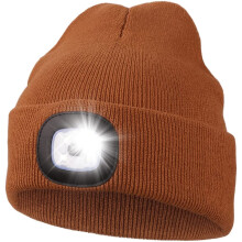 Morttic LED-Mütze mit Licht, Unisex USB-wiederaufladbare Stirnlampe, einstellbare Helligkeit für Outdoor-Sportarten, Camping, Wandern (Gelbbraun)