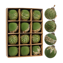 12-Pack Flocked Velvet Christmas Tree Ornaments, 80mm Shatterproof Baubles for Tree, Wreath, Garland – Compatible with Xmas Decor
