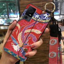 Étui pour téléphone compatible avec TCL40XL/40T/T608D/Lively Jitterbug Smart4 – Style chinois, avec support, dragonne, étanche et résistant