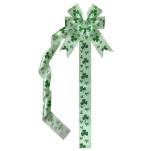 St. Patrick's Day Cabinet Ribbons, Bows & Door Decor – Farmhouse Fireplace Hangers, Handmade Bow Ornaments for Home, Kitchen & Party