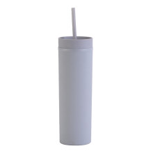 450ml Double-layer Plastic Cup Sealed Insulated Water Bottle Lid with Straw Sports Water Bottle for Children Men Women Home Office Gray