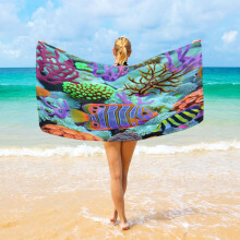 Ocean Coral Fish Beach Towel Microfiber 37" x 74"