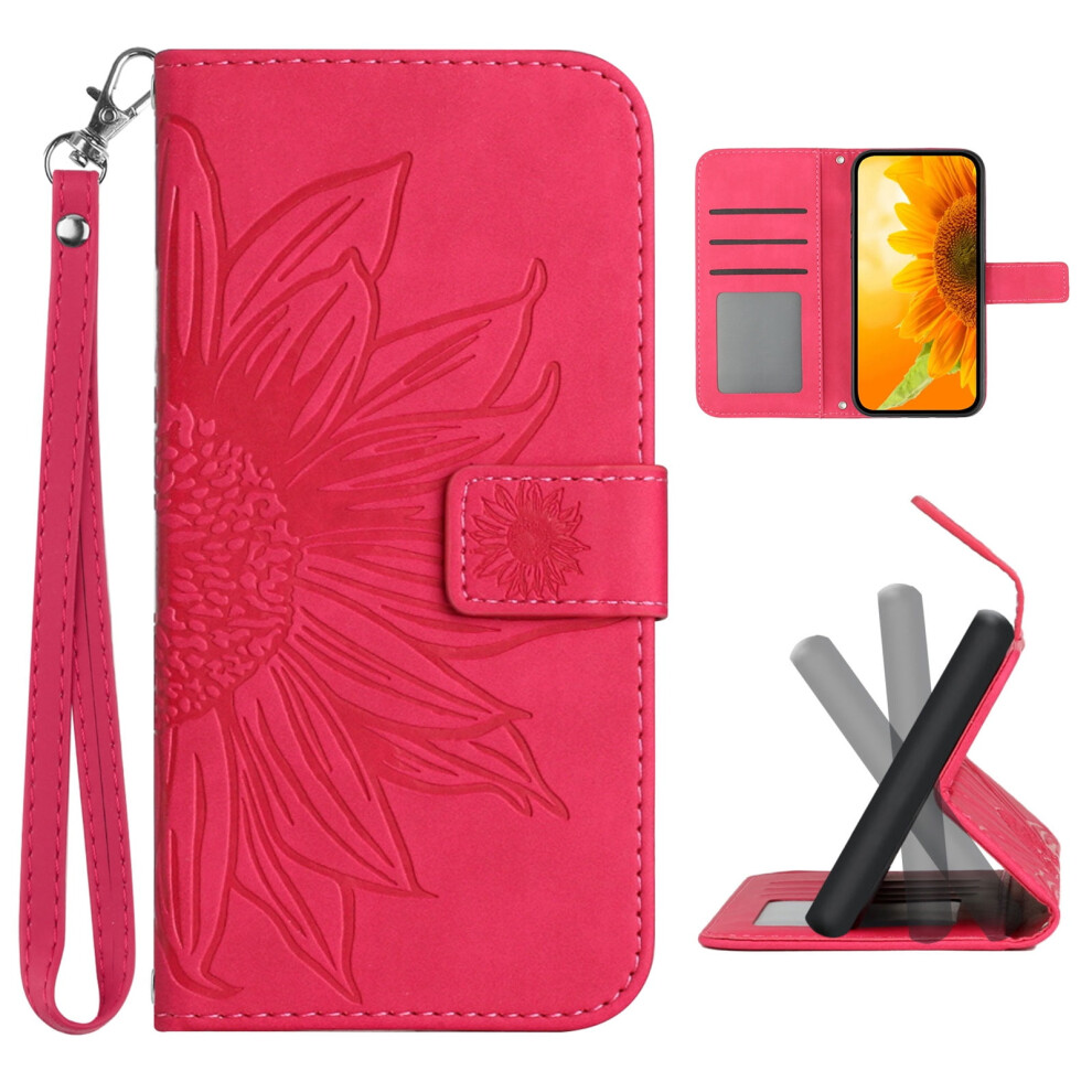 Flip Wallet Case For Samsung Galaxy A54 5G Â Pu Leather Sunflower Embossed, Shockproof, Kickstand, Slim, Rose 9401284744672