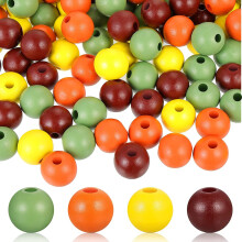 Wooden round beads colorful 100 pcs large hole