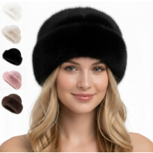 Dames winter bucket hat van imitatiebont - Bucket hats van imitatiebont voor dames (zwart)