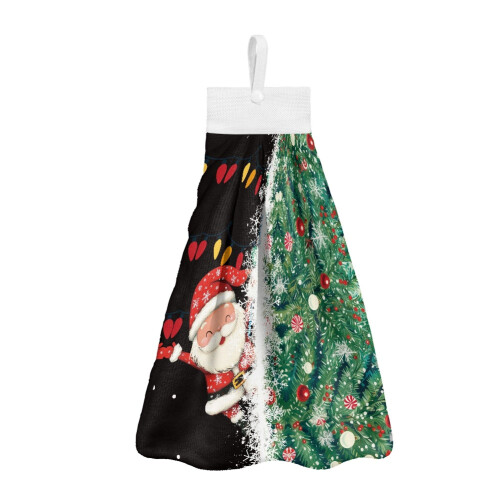 Santa Hand Towels with Loop 2-Piece Breathable Fast-Drying