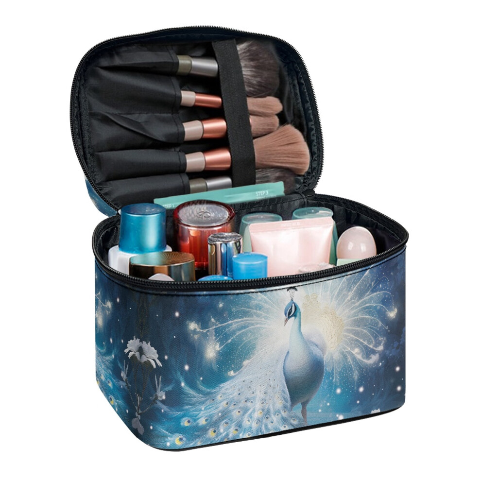 Small Makeup Bag Travel Cosmetic Toiletry Bags Effortless Organization Perfect For Travel And Daily Use Women Men Polyester, Peacock