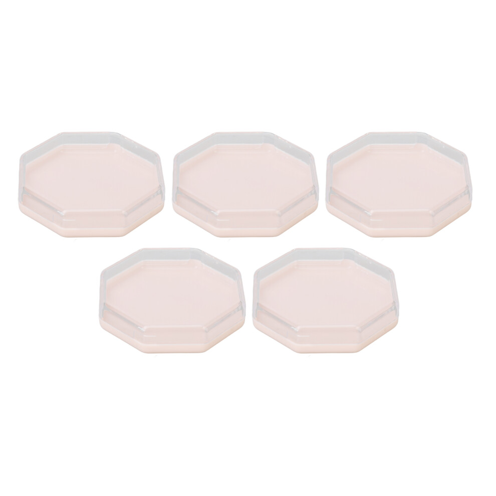 Pink 5Pcs Powder Puff Storage Box Compact Octagonal Container For Bead Nails