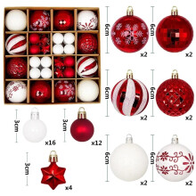 Christmas Ball, 42pcs Christmas Ball Ornaments Set, 3/6 cm Christmas Tree Decorations, Hanging Christmas Baubles Balls Ornaments Set