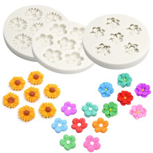 Set of 3 Flower-Shaped Fondant Cake Silicone Mould for Cake Decoration and Crafting Chocolate Mould DIY Silicone Baking Mould Type 1+Type 2+Type 3