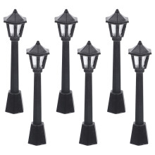 6Pcs Miniature House Lights Black Plastic for Dollhouse Garden Decoration