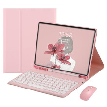 Wireless Detachable BT Keyboard Case for Galaxy Tab S6 Lite 10.4" (2020/2022, SM-P610/P613/P615/P619), with S Pen Holder & Cute Round Keys (Black)
