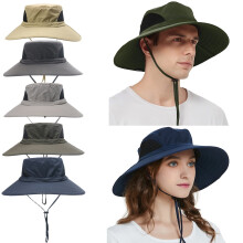 Chapeau de soleil unisexe, bob à large bord imperméable UPF50+, idéal pour le jardin, la plage, le parc, les safaris et les voyages (vert armée).