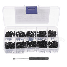 Conjunto de 100 parafusos de aço carbono para computador, com cabeça plana preta, para uso diário, com caixa de armazenamento.