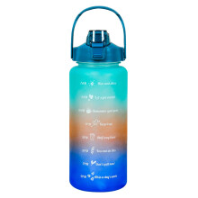 Sportliche, auslaufsichere Trinkflasche, 2 l (70,4 oz), wiederverwendbar mit Griff und Sportverschluss – dreifarbiger Farbverlauf, geeignet für