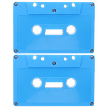 2 cassette musicali vergini, colore azzurro, stile hip hop.