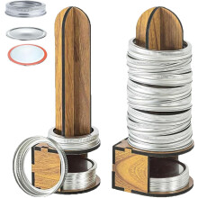 Wood Canning Lid Holder Rack, 2-Pack for Regular & Wide Mouth Mason Jar Lids/Rings – Space-Saving Kitchen Organizer