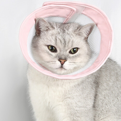 Breathable Ring Mesh Splicing Neck Ring for Cats - Ideal Licking and Biting Solution for Grooming