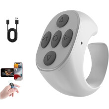Nueihbring Fingertip Bluetooth Remote w/ Scrolling Ring – Compatible with iPhone/Android, 10m Range, Photo & Page Control (Black)
