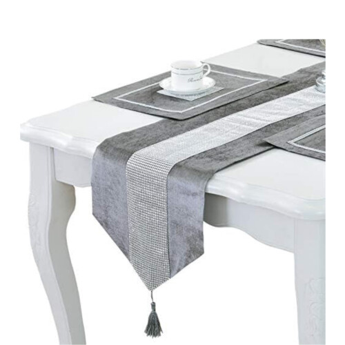 Modern Style Table RunnerClassic Table Runner with Tassels for Dining Kitchen Dresser Decor