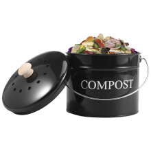 Kitchen Compost Bin 0.8 Gallon Metal Countertop Compost Bin with Lid and Handle Smell Resistant Indoor Waste Bucket for Food Waste
