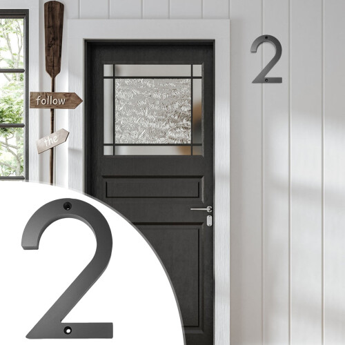 Black Acrylic Floating House Number 5 Inch 1