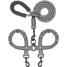 Dual Dog Leash - 360 Swivel, No Tangle Walking Leash with Shock Absorbing Bungee for Two Dogs